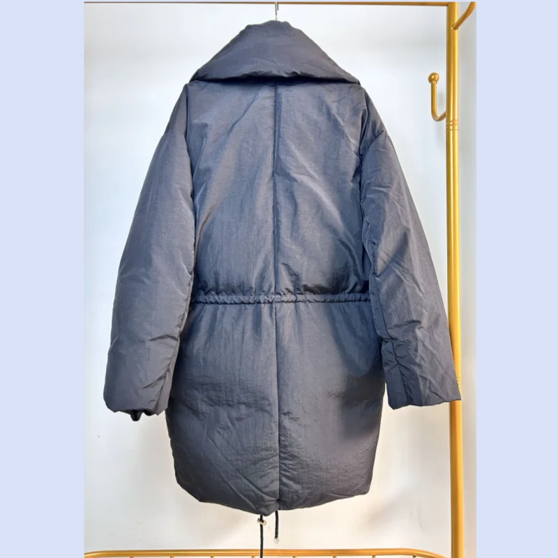 سترة نسائية من Nordic TT باللون الأسود برباط الخصر وياقة واقفة دافئة من القطن