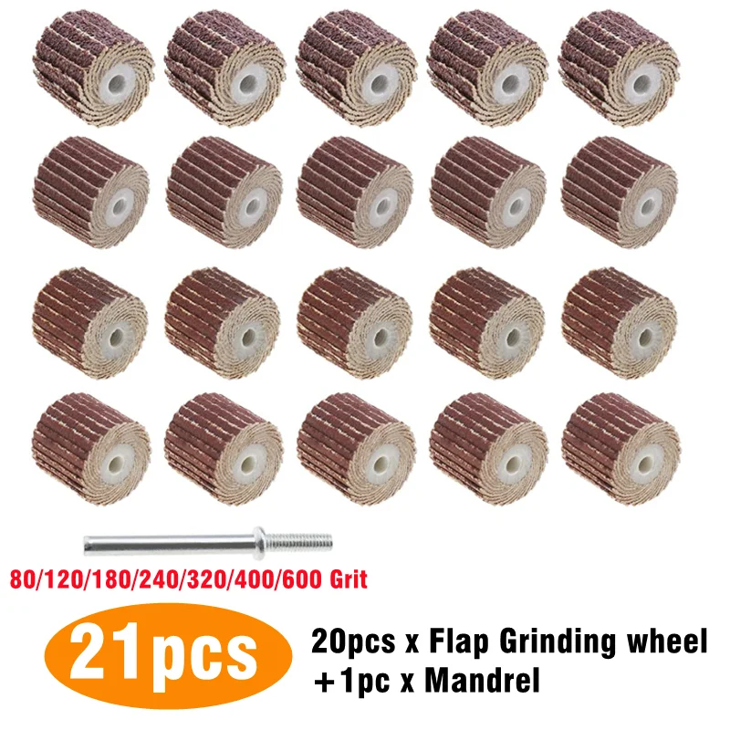 21PC For Dremel Accessories Sandpaper Sanding Flap Polishing Wheels Sanding Disc Shutter Polishing Wheel For Rotary Tool