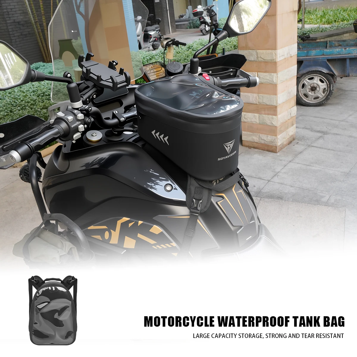 

Motorcycle Tank Bag Gas Oil Fuel Tank Saddlebag Touch Screen Mobile Phone Navigation Luggage Magnetic Quick Release Strap Mount