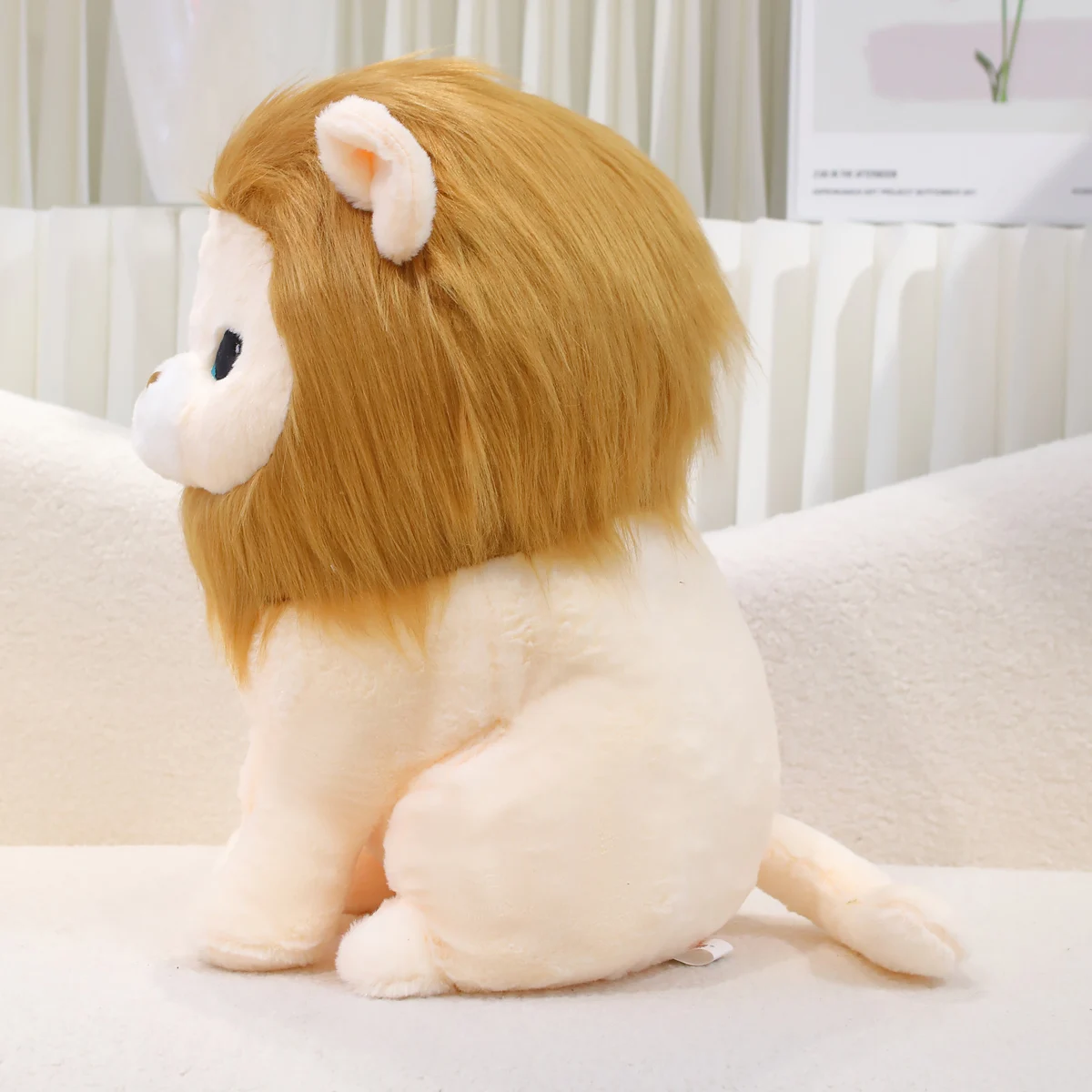 Urocza, miękka maskotka lew, kreatywna zabawka siedząca w leśnym stylu Króla Lwów, poduszka, dekoracja domu, prezent na urodziny.