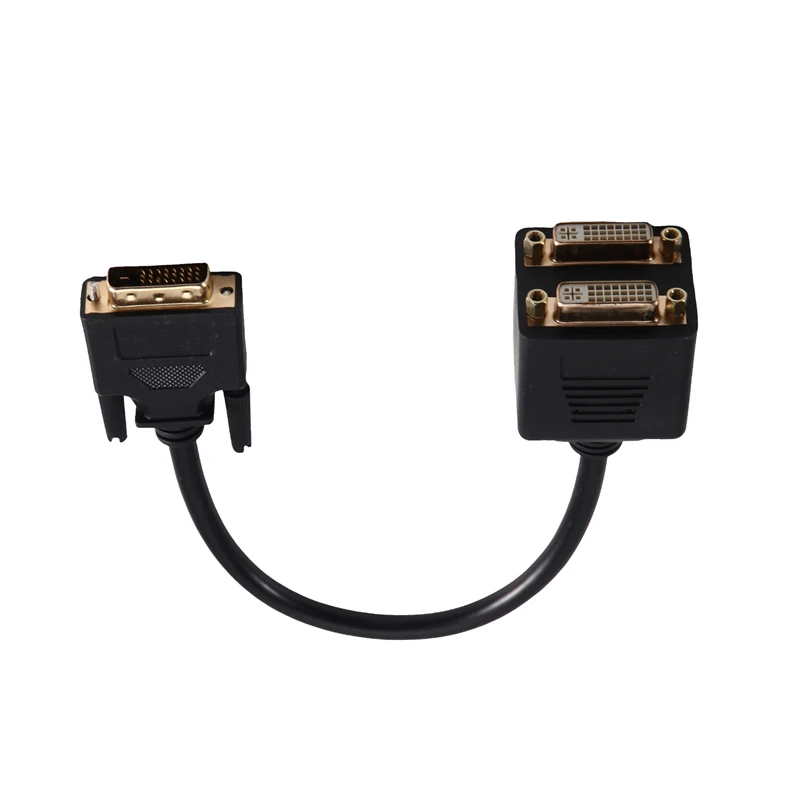 DT21 DVI Splitter Adapter 1x2, 1-DVI Male to 2-DVI Female, 24K Gold Connector for HD1080P HDTV, Projector, PC, Laptop