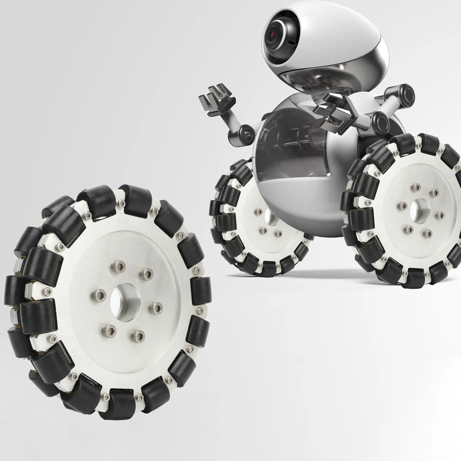 

152mm Omni Wheel Rubber Aluminum Alloy 360 Degree Rotation Double Row Wheel for Mobile Robot Upgrade