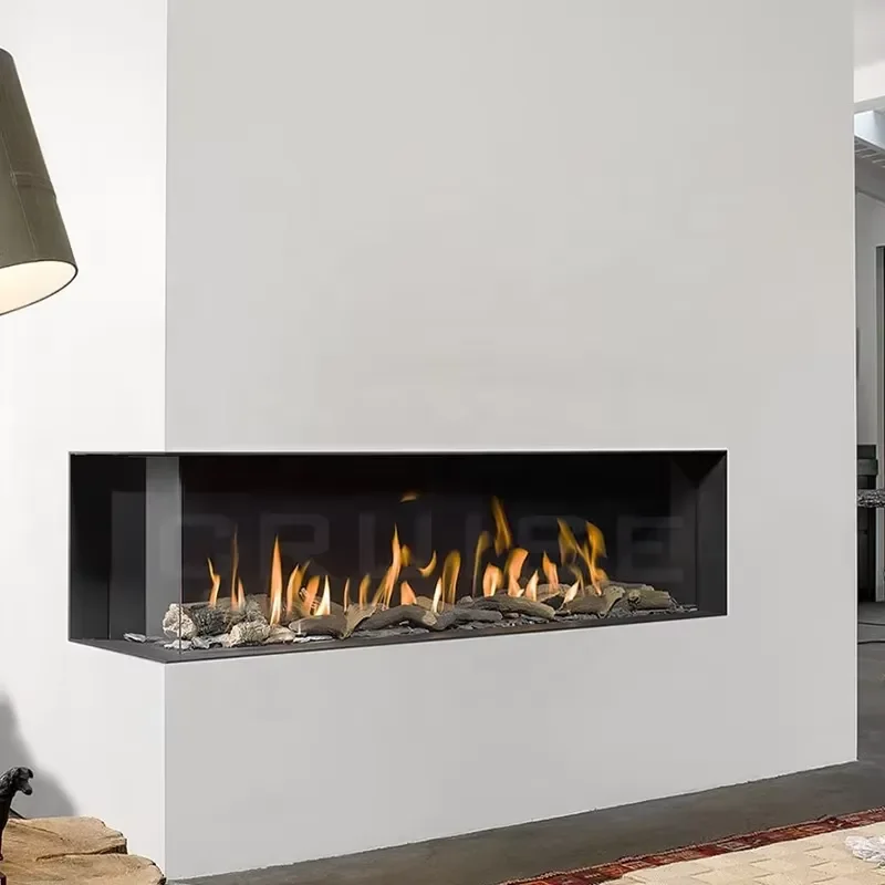 60 Inch Double Sided Linear Gas Fireplace Insert Modern Wall Mounted Natural LPG LNG Firebox For Living Room Home Decor