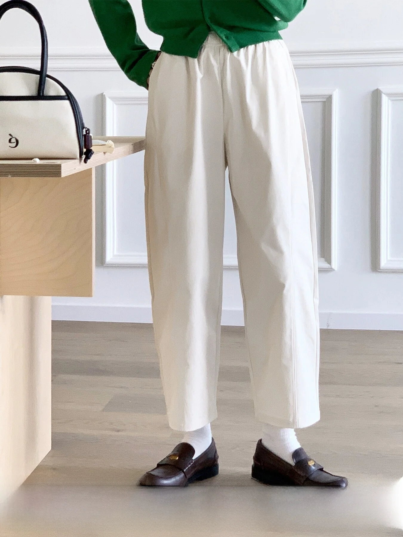 

Black High-Waist Straight Leg Casual Pants Women's No-Ironing Needed Comfy Loose Fit Spring Season Polyester Fiber
