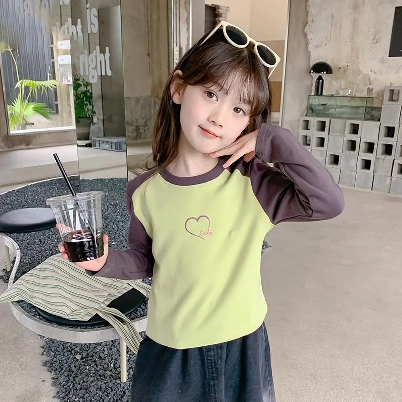 

Splicing Clothes for Girls of 11 and 12 Years Clothing Kids Tshirt Elementary School Student Woman Children's Long T-shirt 4 Top