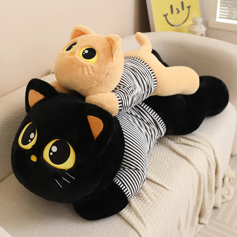 Kawaii Cat Plush Pillow Soft Stuffed Lying Cushion Sleeping Animal Design Lovely Birthday Gift for Cat Lovers