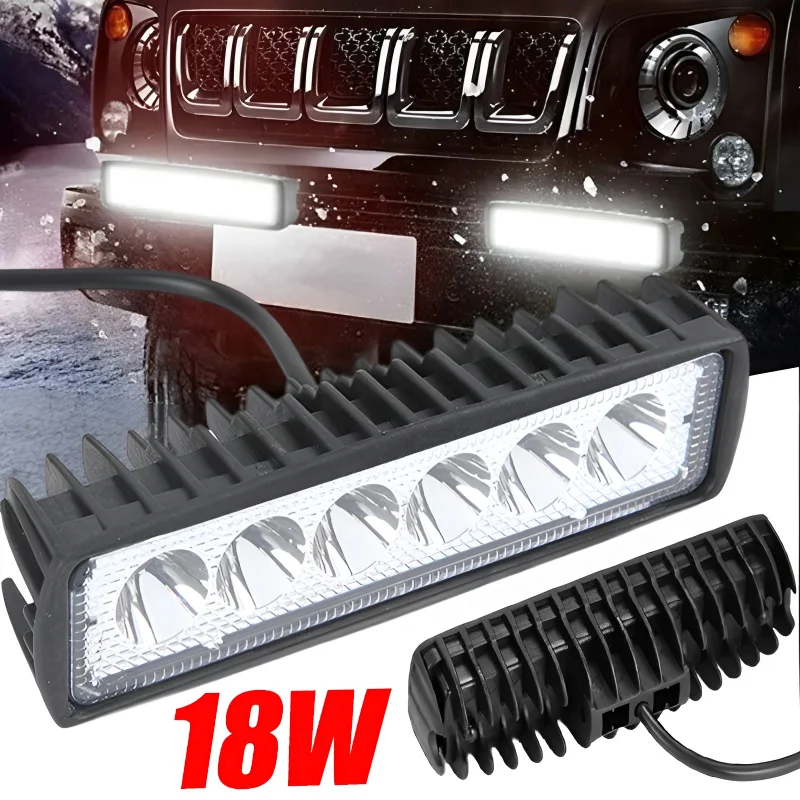 2pcs 6 LED Work Light Car Offroad  Truck Trailer Headlight DRL High Brightness Spotlight Night Driving Fog Lamp 12V