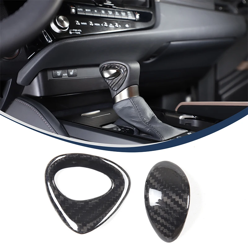 

For Lexus ES UX LX GX 2018-2024 Car Gear Head Decorative Cover Real Carbon Fiber Interior Accessories 2 Pcs