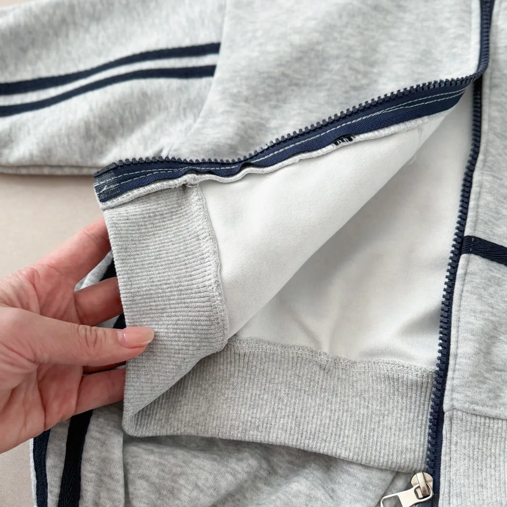 Kinder 2-teiliger Trainingsanzug Herbst Jungen Mädchen Stehkragen Reißverschluss Jacke+Hose Sets Stickerei Lässiges Sport-Outfit Kinder Sportbekleidung – Detail 6
