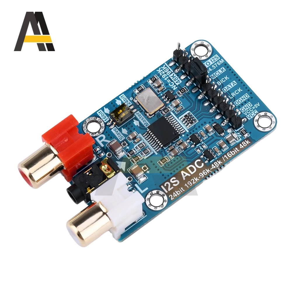 

I2S ADC audio I2S acquisition card module 24BIT 192K 96K 48K master-slave mode development board supports 3.5mm or RCA input