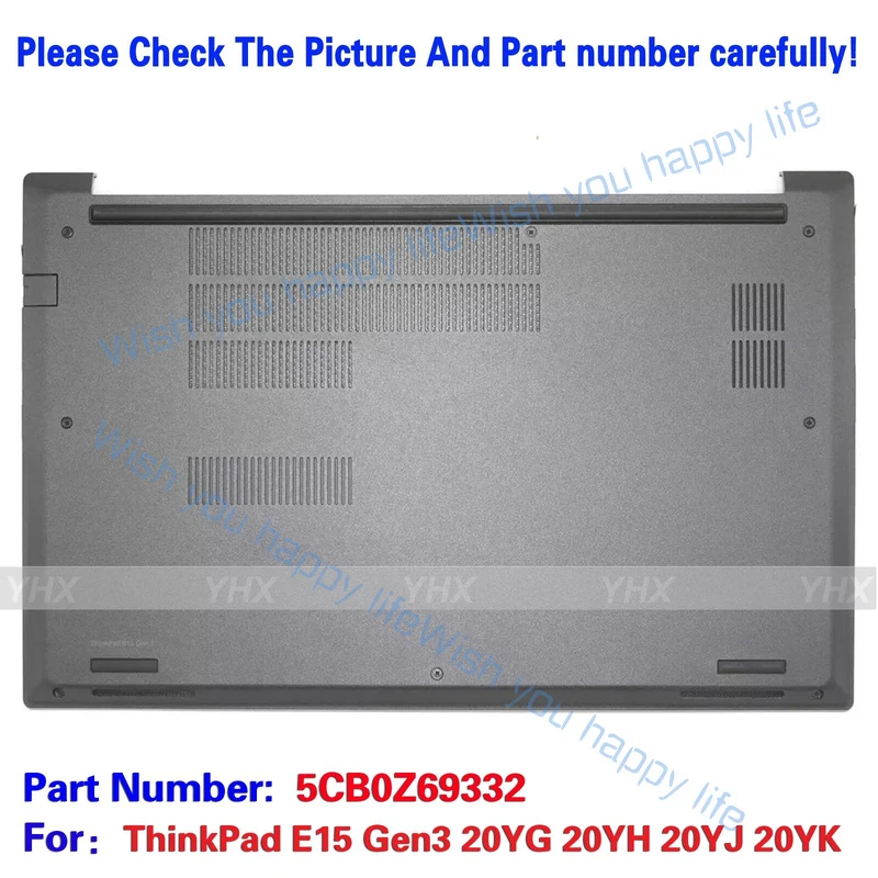 L... 5PCS For Lenovo Thinkpad E15 Gen 3 Bottom Case Base Cover D Cover BLK 5CB0Z69332