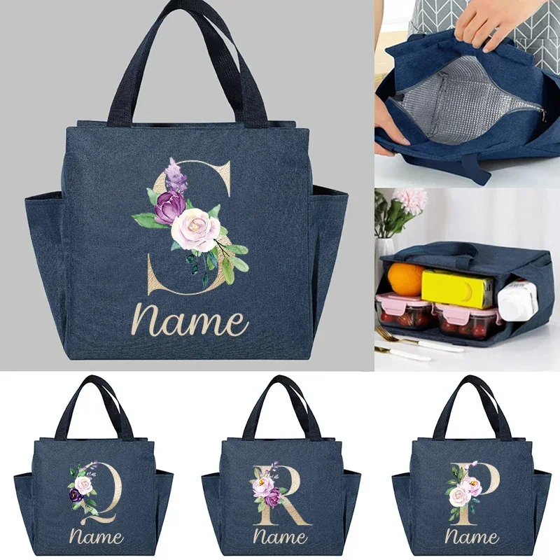 Personalized Name Insulated Bag Lunch Box Food Cooler Bag for Work Custom Gift for Christmas/Thanksgiving Day Thermal Food Bags