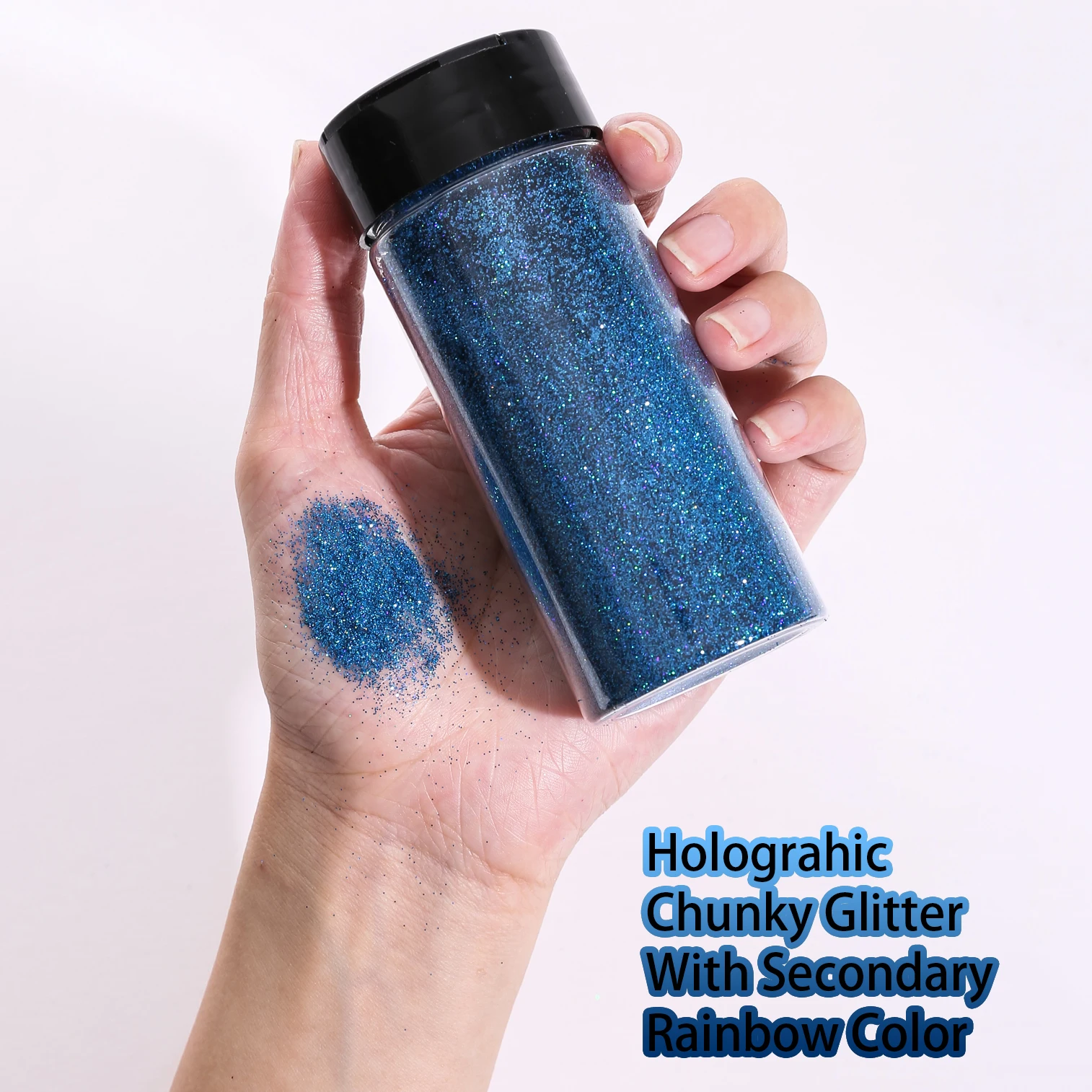 80G/2,8OZ holografischer ultrafeiner Glitzer, 1/128" Harz-Glitzerpulver, Paillettenflocken, Haar, Gesicht, Körper, Nagelglitzer – Detail 9