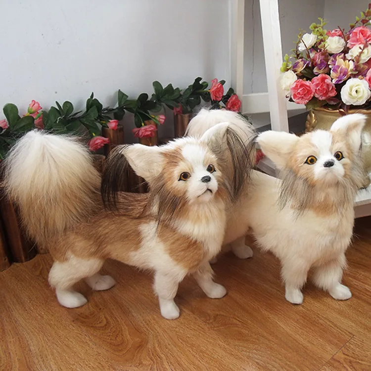 Simulation Butterfly Dog Dog Animal Model Fur Crafts Gift Static Decoration Dog Model