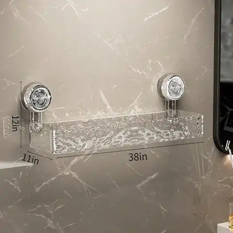 Mir de douche à ventouse, étagère de douche T1, blanc, gris