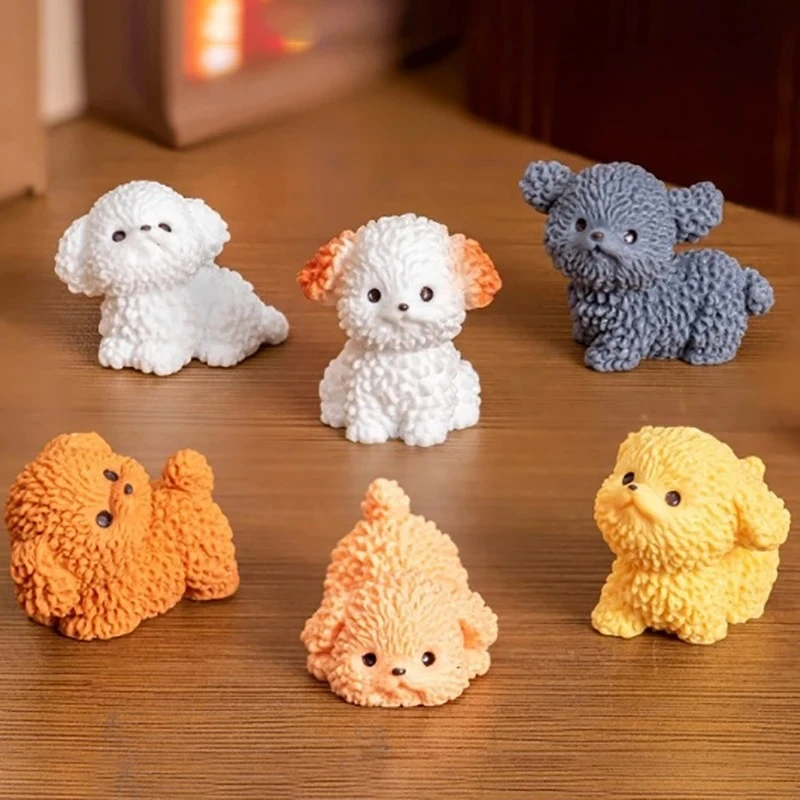 

1/6pcs Car Interior Accessories Dollhouse Curly Puppy Ornament Cute Animal Dog Figurine Micro Landscape Home Desktop Decoration