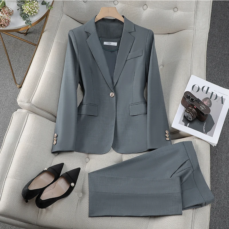 Slim Office Ladies Two Piece Sets Womens 2025 New Single Button Turn Down Collar Blazers Elegant Mini Skirt Suits