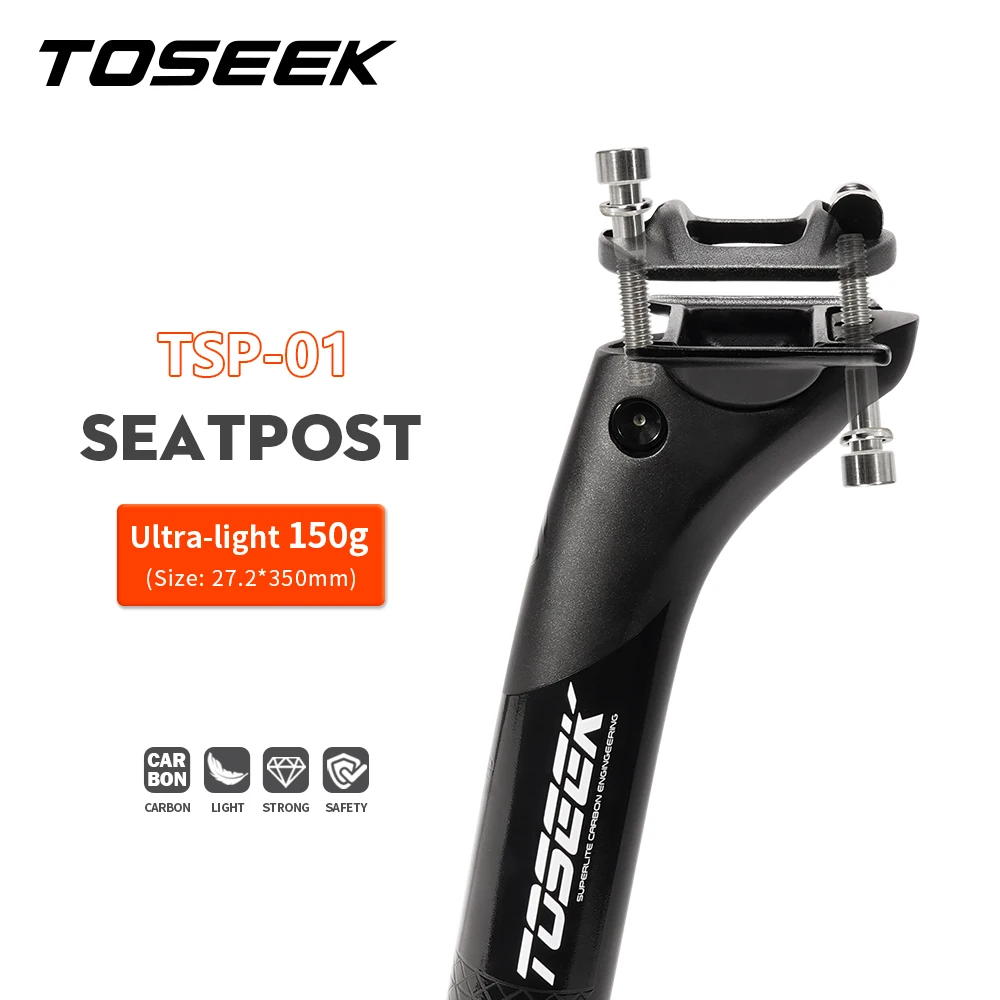 

TOSEEK Carbon Seatpost Light Weight 27.2 31.6mm Length 400mm Matte Black MTB Road Bike Seat Post Seat Tube Bicycle Parts