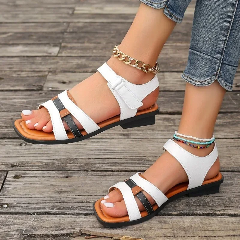 Ladies Shoes 2024 Brand Modern Open Toe Women's Sandals Summer Daily Sandals Women Mixed Colors Square Heel Outdoor Shoes Women