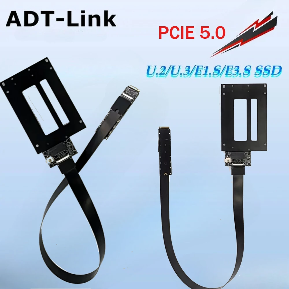 

ADT Brand PCI-E 5.0 M.2 NVME to U.2/U.3 E1.S E3.S SSD Riser Cable M.2 NVMe Slots Extension NVME 2230-2280 Solid State Drive Gen5