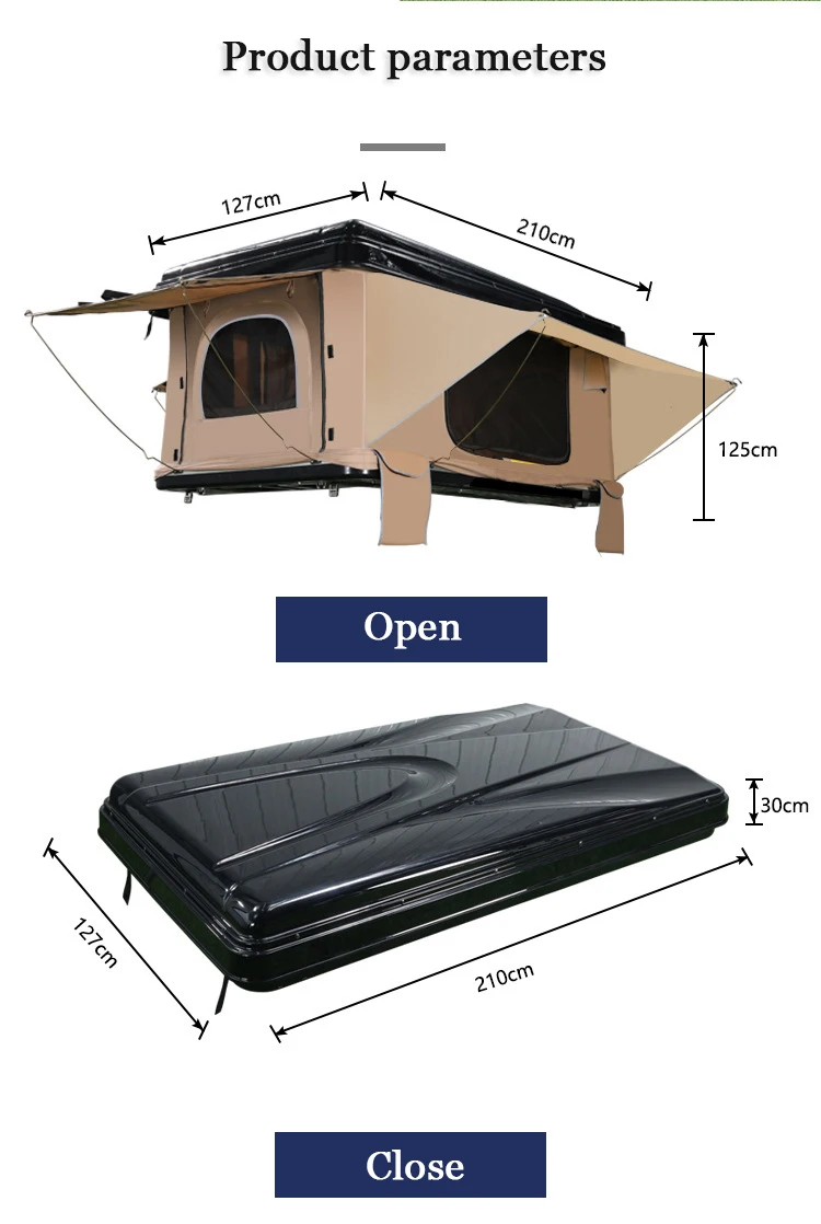 Waterproof ABS Ladder Car hardshell Roof Top Tent Glamping Portable hard shell rooftop Tent for outdoor camping