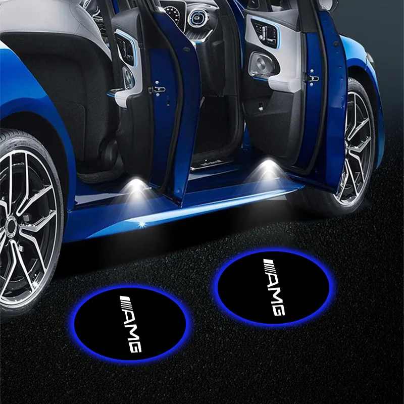 2 قطعة باب السيارة كشاف ضوء ثلاثية الأبعاد ترحيب الظل ضوء لمرسيدس بنز Amg W203 W204 W205 W176 W166 W212 213 CLS GLK ML فئة #1