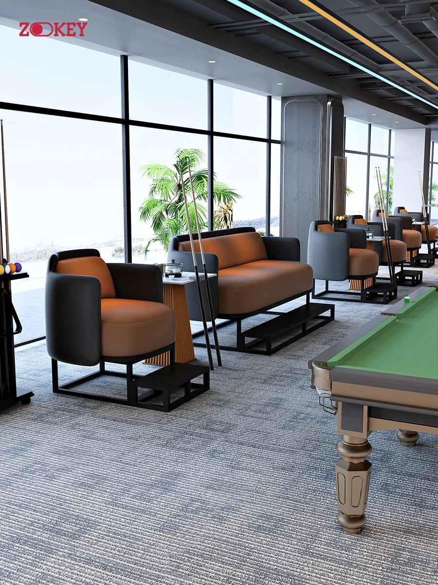 โซฟาบิลเลียด ห้องโถงบิลเลียด เก้าอี้พักผ่อน บิลเลียด ดูโซฟา โต๊ะที่นั่ง ห้องพิเศษ