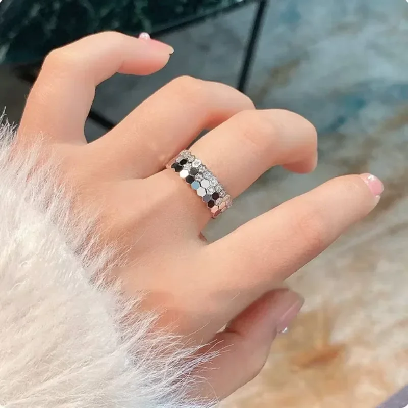 خاتم من الفضة الإسترليني عيار 925 تمهيد AAA زركونيا على شكل قرص العسل للنساء مجوهرات راقية