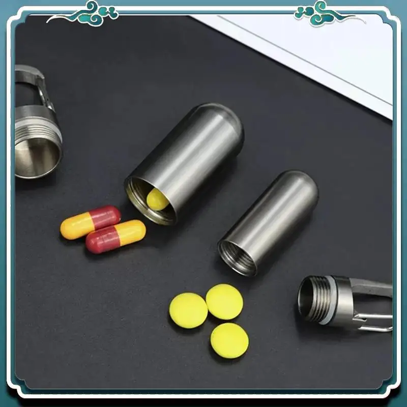 

Надежная портативная мини-герметичная капсула из нержавеющей стали, водонепроницаемая коробка для таблеток, подвеска для первой помощи для кемпинга, путешествия, открытый чехол для таблеток