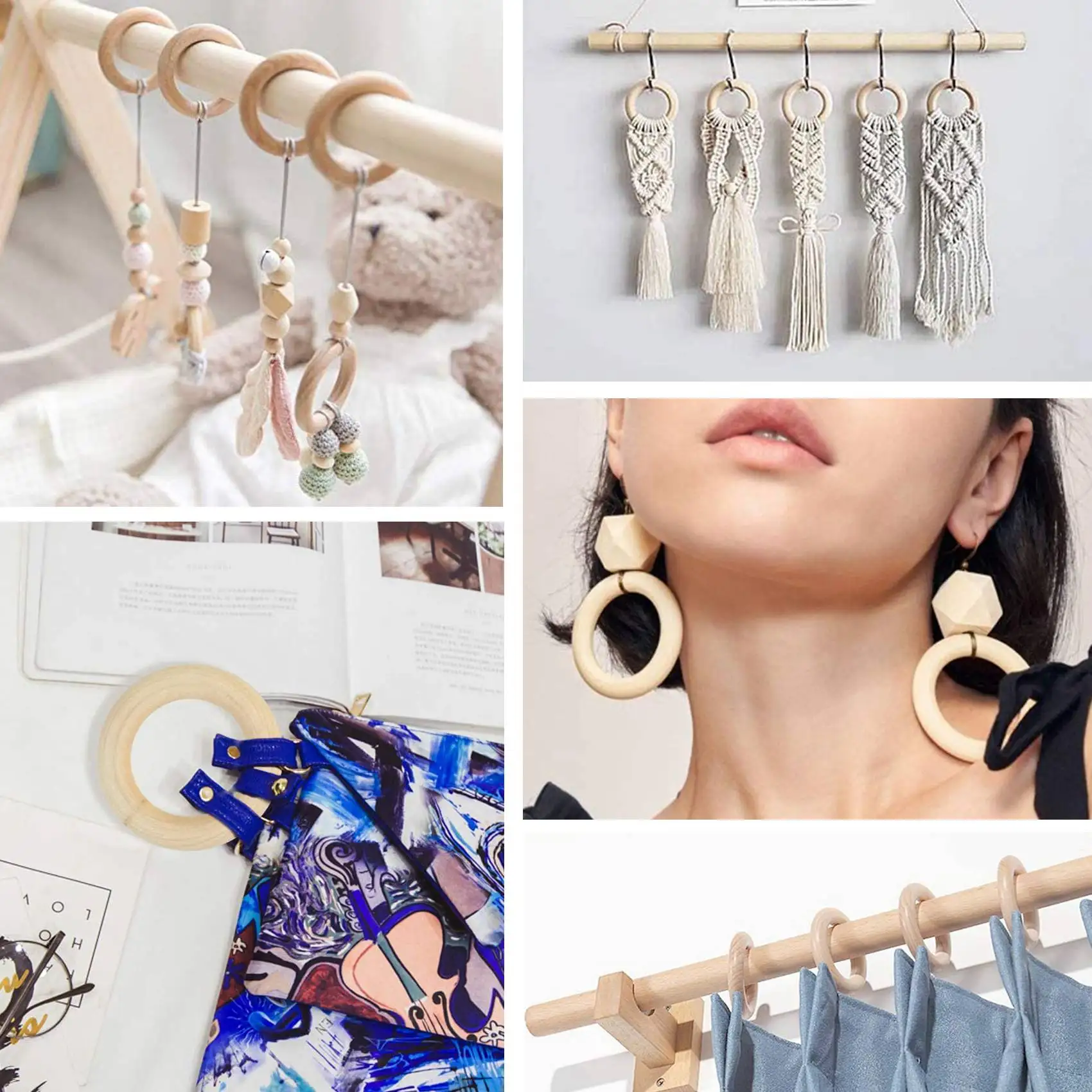 150 قطعة 25 مللي متر/1 بوصة حلقة حرفية خشبية غير مكتملة حلقات خشبية دائرة الخشب قلادة موصلات لمشاريع DIY حار!