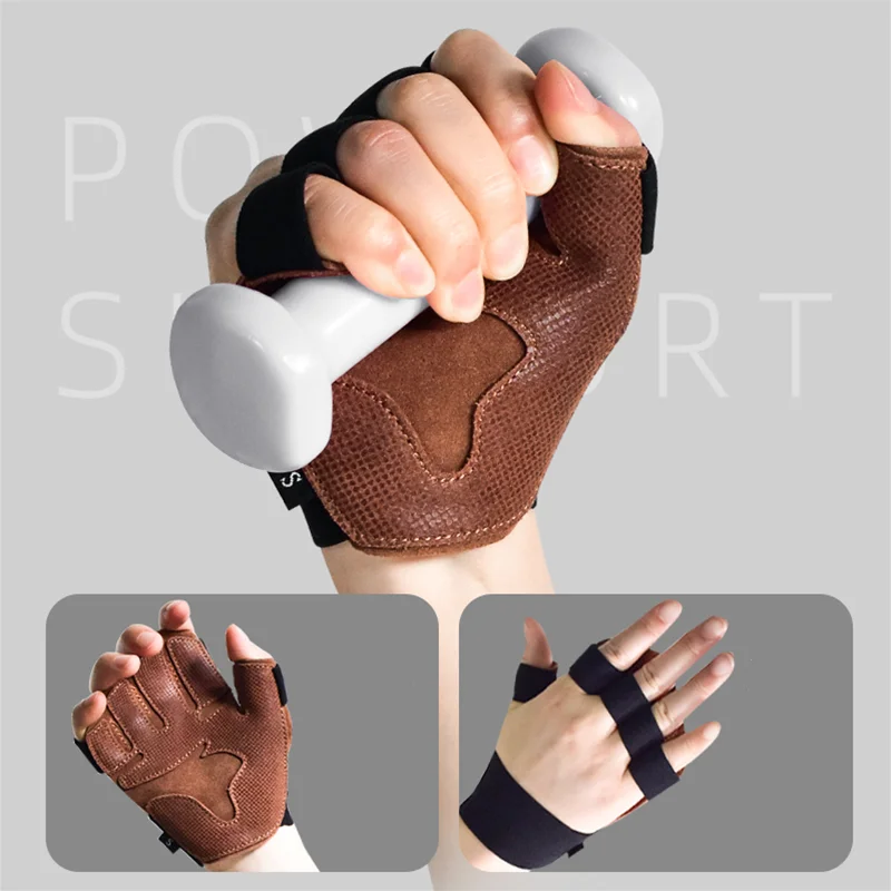 Cowhide Ventilated Weight Lifting Gloves Men Women Gym Workout Gloves for Fitness Weightlifting Pull Ups Palm Protection Support