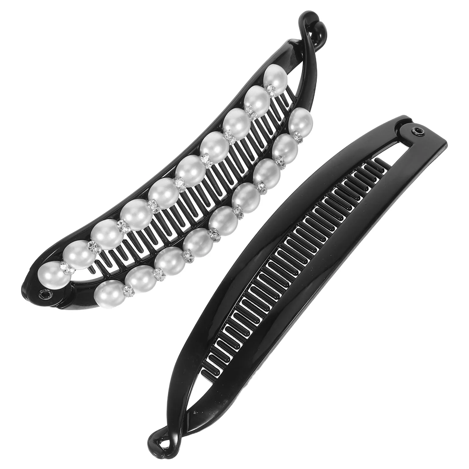 

2pcs Elegant Artificial Pearl Banana Clips For Women Combs Strong Hold Thick Fine Hair Accessories Banquet Wedding Outdoor