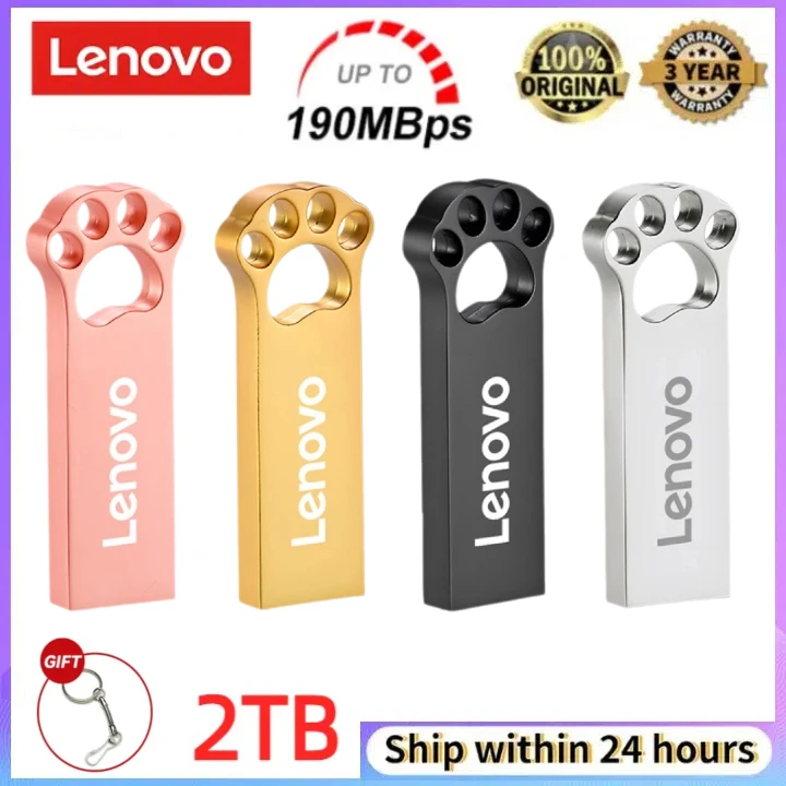 Lenovo-Clé USB 3.2 de type C, disque U haute vitesse, transmission mutuelle pour téléphone et PC, clé USB portable, mémoire, 2 To, 1 To