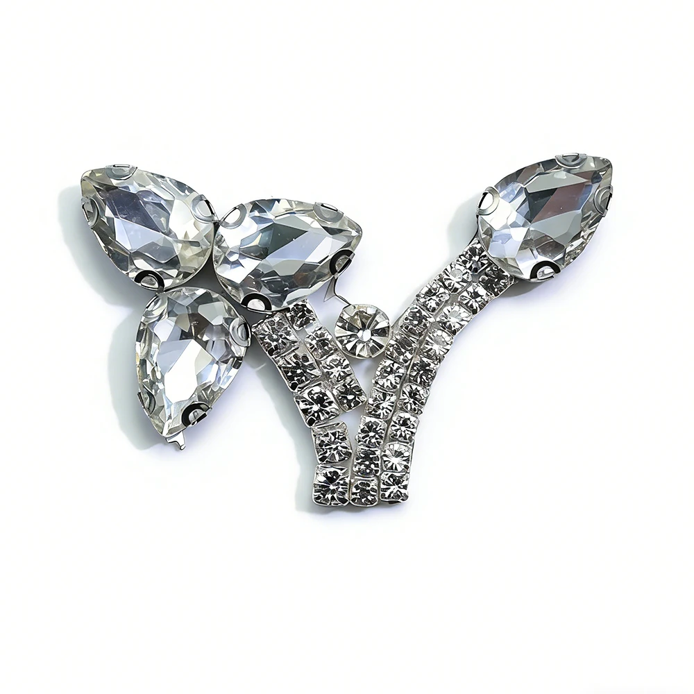 Custom Hand‑made Teardrop Leaf Rhinestone Heat Transfer Applique Crystal Glass Iron‑On Patch for Garment BlazerBag Accessories