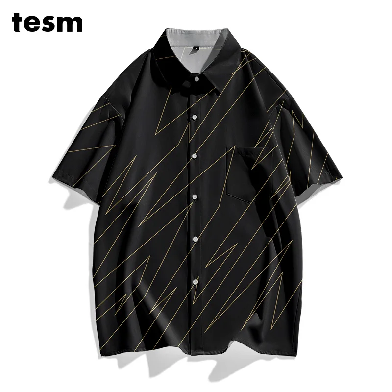 

TESM Мужская красочная рубашка в горошек с коротким рукавом, свободная посадка, повседневные летние пляжные гавайские рубашки, уличная одежда, топ для прогулок для родителей и детей