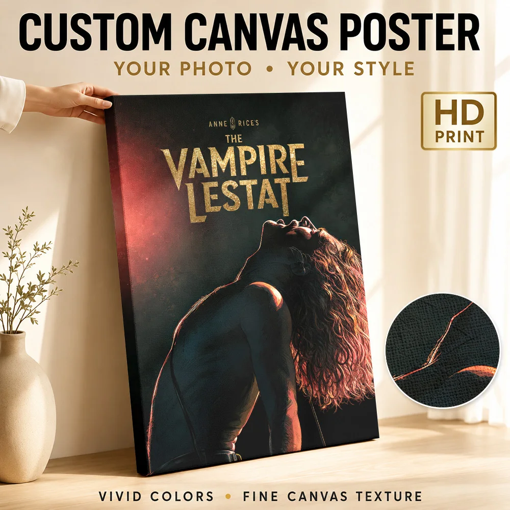 Vampire Lestat Book Gallery Wrapped Canvas Print Customized Photo Gothic Cover Illustration Wall Art For Library Reader Gift