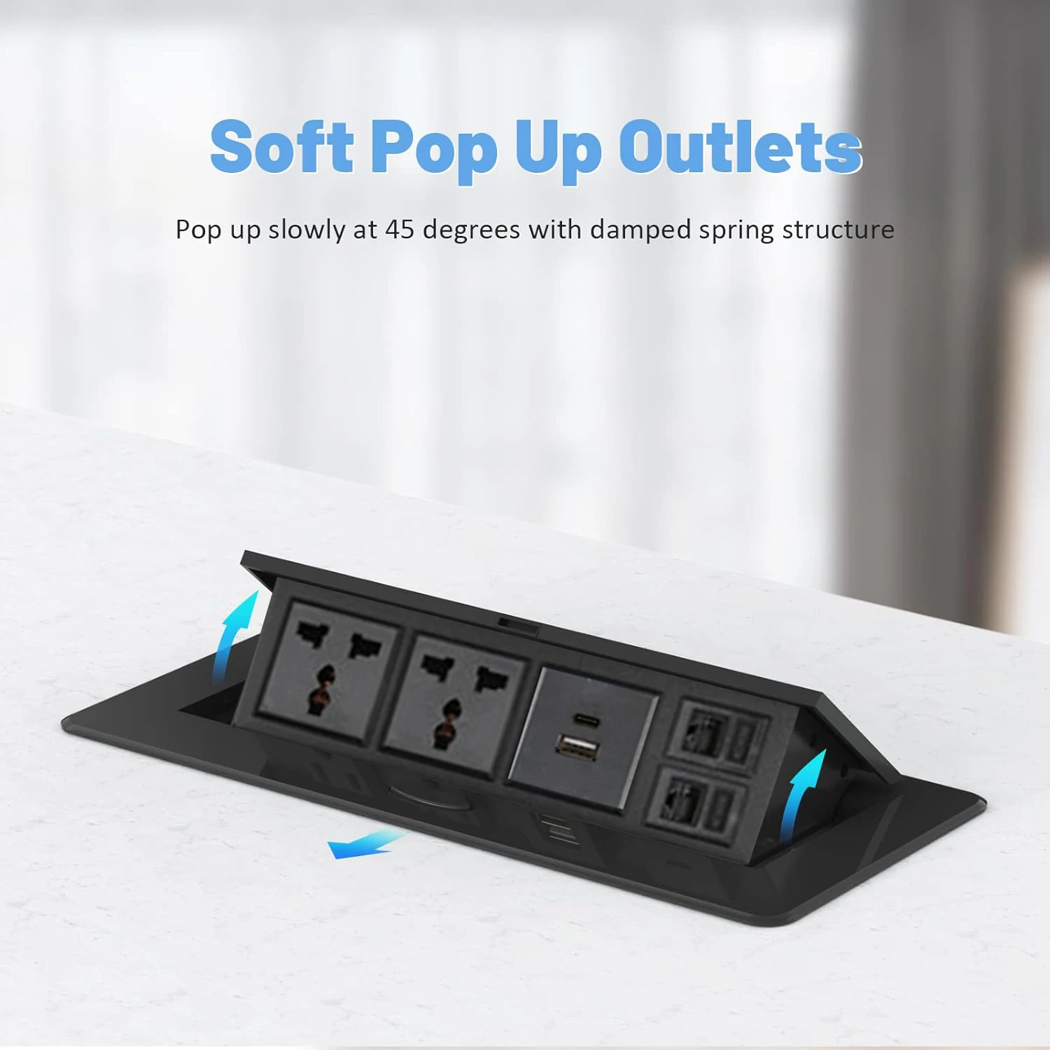 Pop Up Built-in Socket Multi Universal UK with USB TYPE-C CAT6 HDMI Cable Multimedia Power Socket for Office Conference Desktop