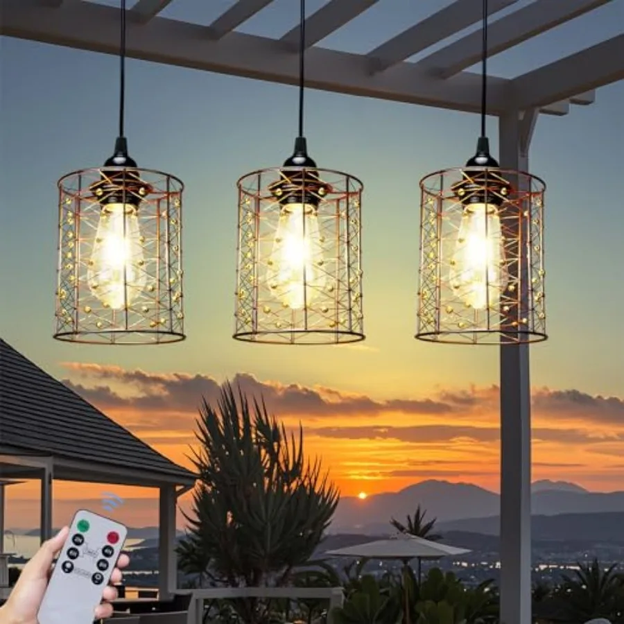 

Уличная подвесная люстра на батарейках, водонепроницаемая, для беседки, на 4 батарейках АА