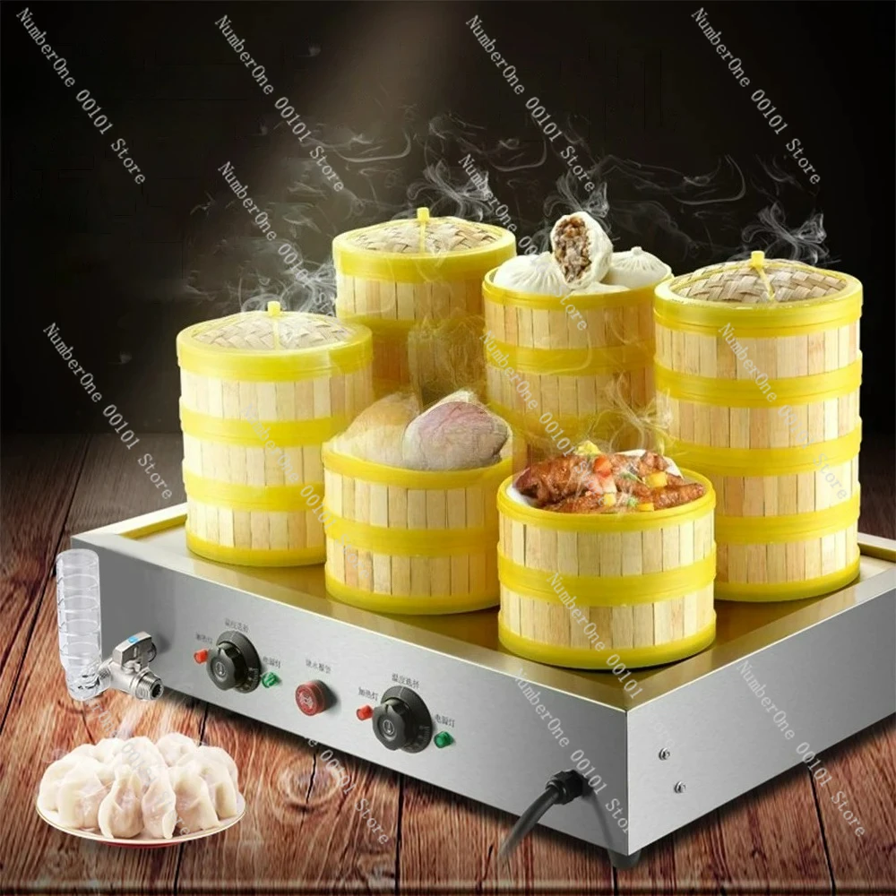 

High Quality 4 Holes Electric Steam Bun Machine Bao Dimsum Steamer with Glass Four-hole Sweet Corn