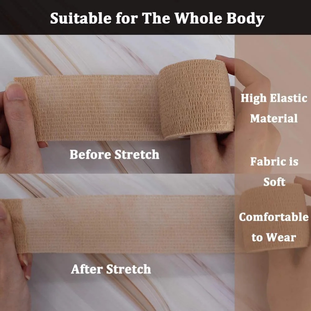 1 Roll Self-adhesive Bandages Nonwovens Wound Dressing Bandage for Ourdoor Sports Finger Arm Ankle Wrist Wound Plaster Tape