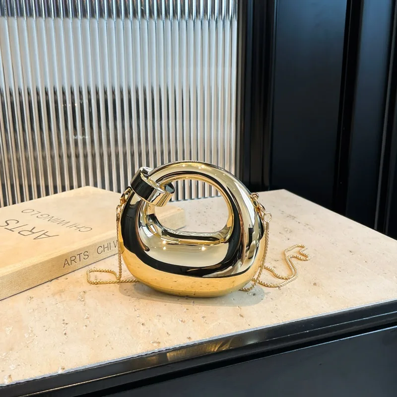 Fashion Crescent Mini-Abendtasche mit Acrylkette für Damen, Schulter- und Umhängetasche