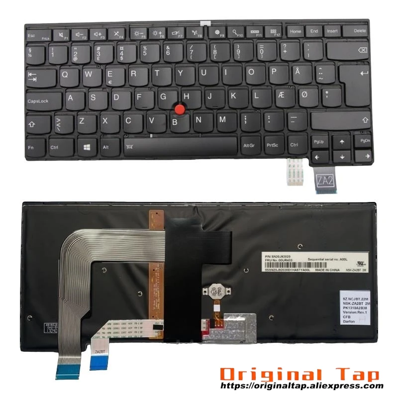 DK Danish Backlit Keyboard for Lenovo Thinkpad T460p 00UR364 00UR404