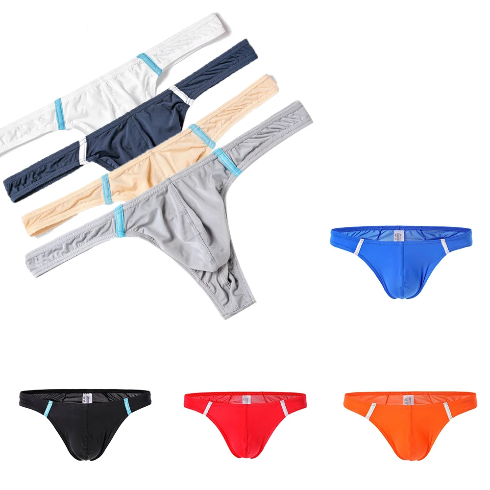 Men Underwear Tiny Thong Panties Nylon G-string Bulge Pouch Underwear Elastic Panties Gay Thong Men Bikini Slip Sexy Clothing