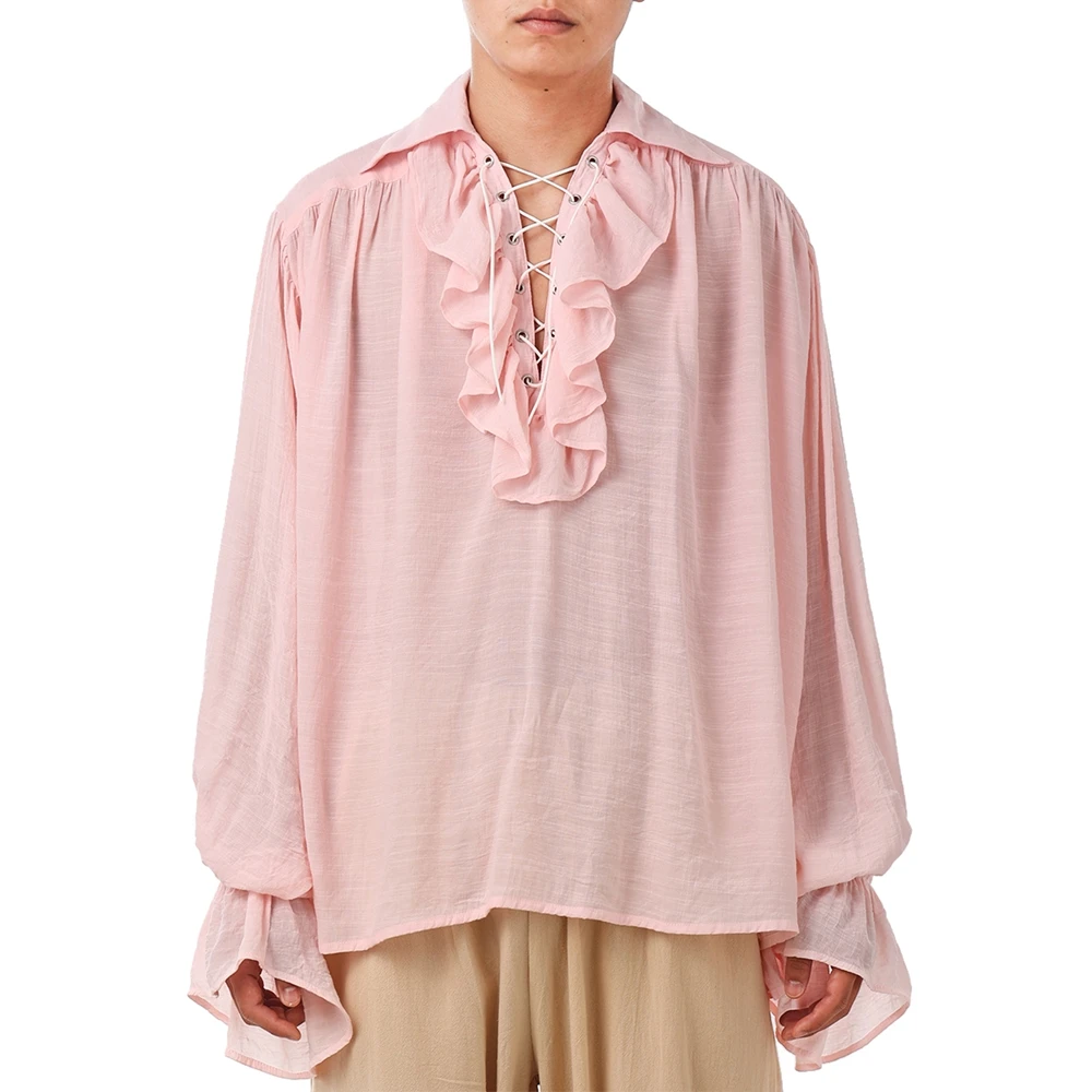 

Vintage Shirt Men Medieval Hallowen Ruffles Collar Renaissance Vampire Shirts
