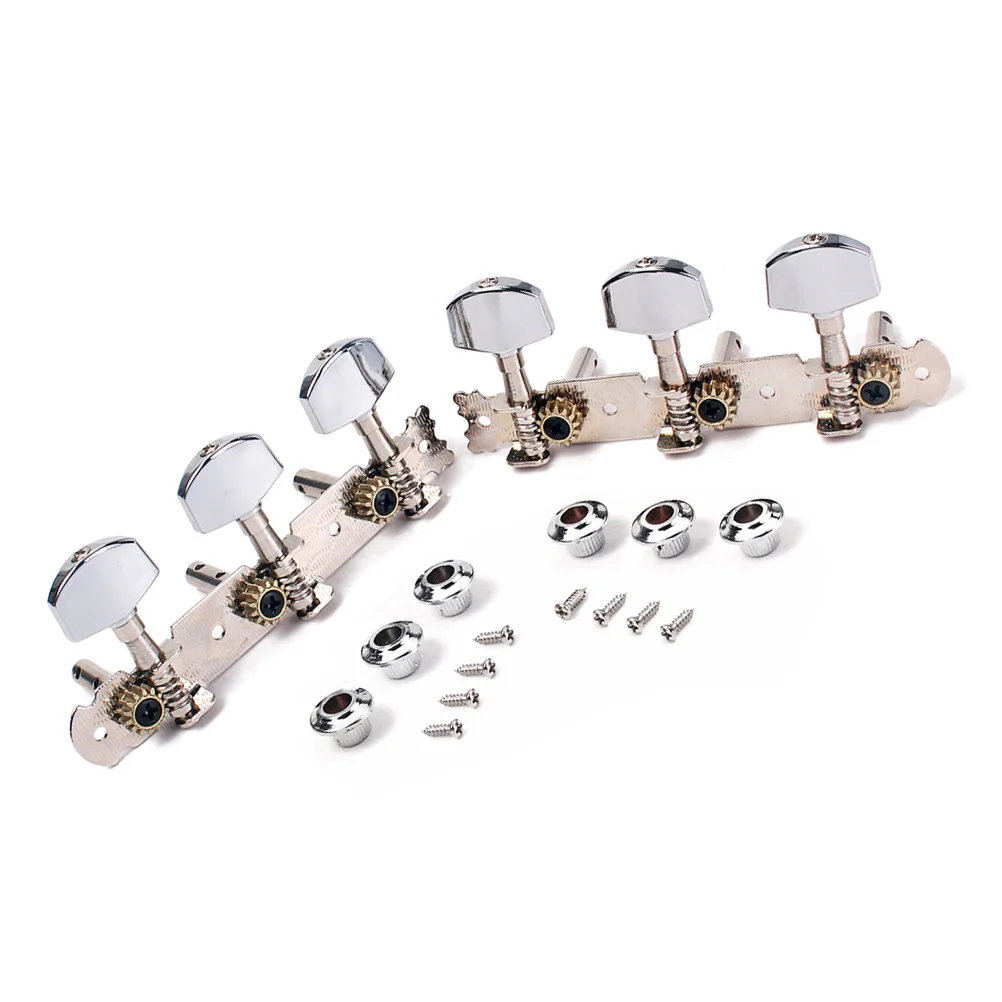 

Mini Square Head Double Holes Classical Guitar Machine Heads 3+3 Tuning Pegs for Guitar Bass GC301E (Silver)