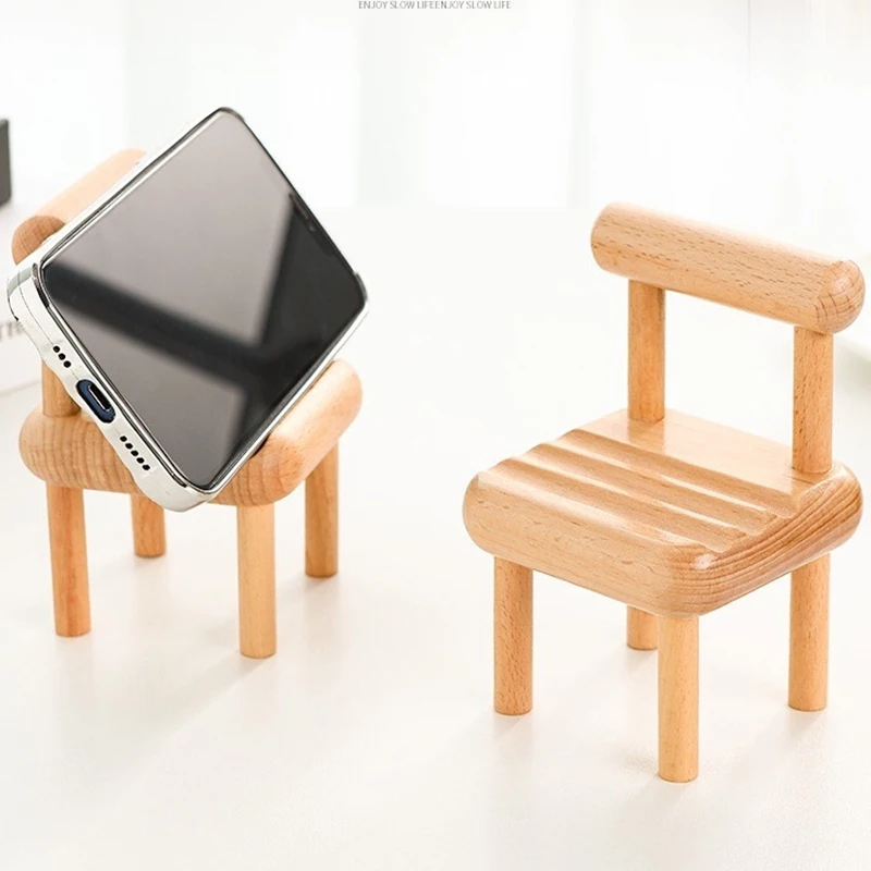 

Lazy Mobile Phone Holder, Solid Wood, Beech Table Top, Chair Decoration Craft, Creative Base Stool, Mini Bracket