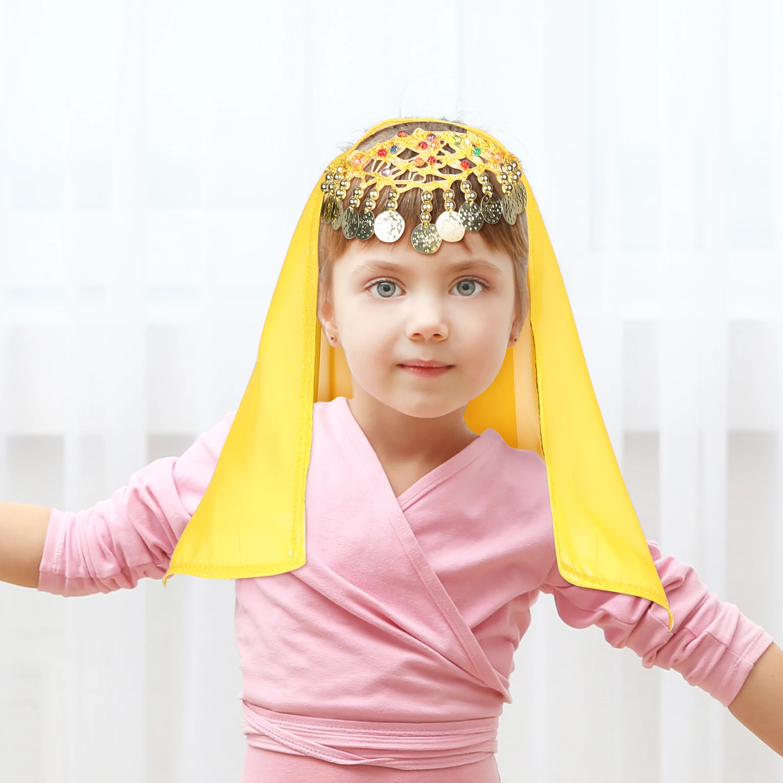 1 세트 'S 벨리 댄스 헤드피스 부드럽고 편안한 착용감 댄스 공연용 할로윈 코스튬 액세서리 부족풍