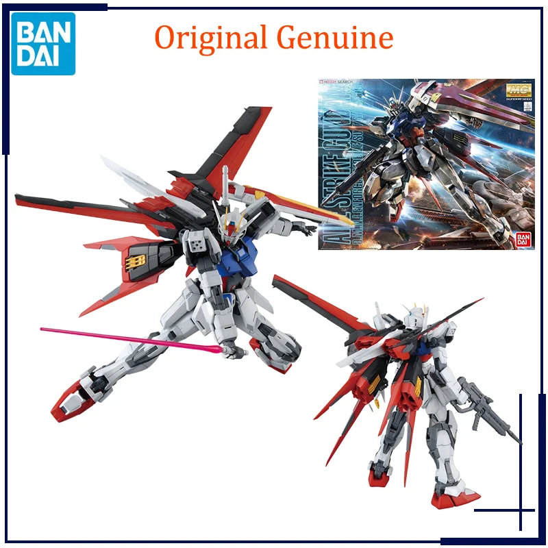 Original Genuine Bandai Anime  MG 1/100 Aile Strike Gundam Assembly Model Toys Action Figure Gifts Collectible Ornaments Kids