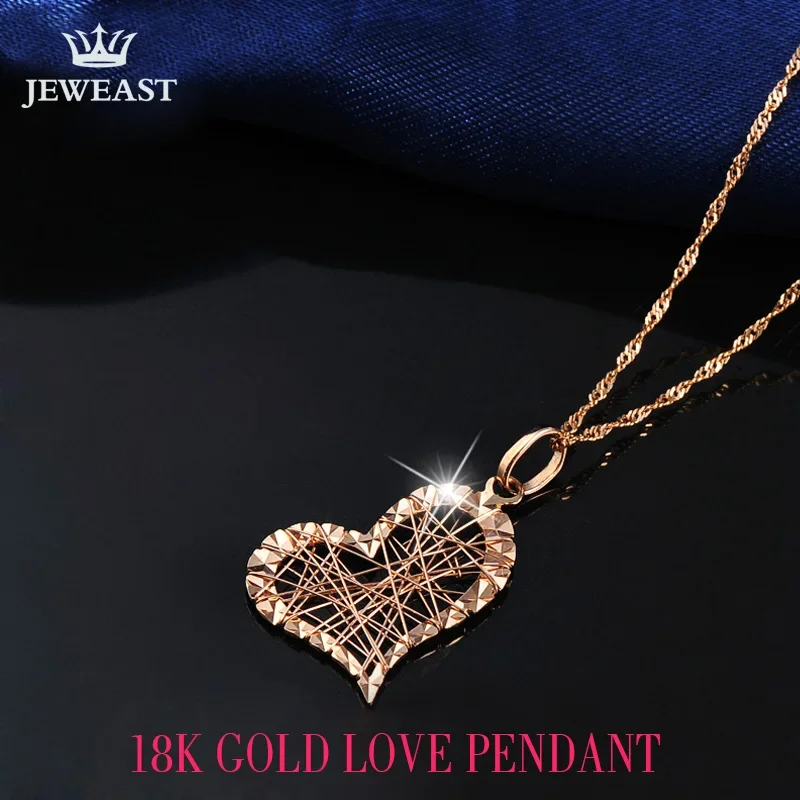 18k Pure Gold Pendants Heart Shape Charm Au750 Rose Fine Jewelry Fashion Classic Women Girl Gift Hot Selling Simple 2023 New