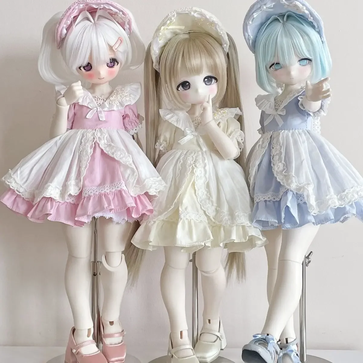 1/4 Doll's Clothes Suit for 45cm Bjd Doll Headwear + Skirt + Skirt Support Dress Up Toys Play House Doll Accessories, No Doll